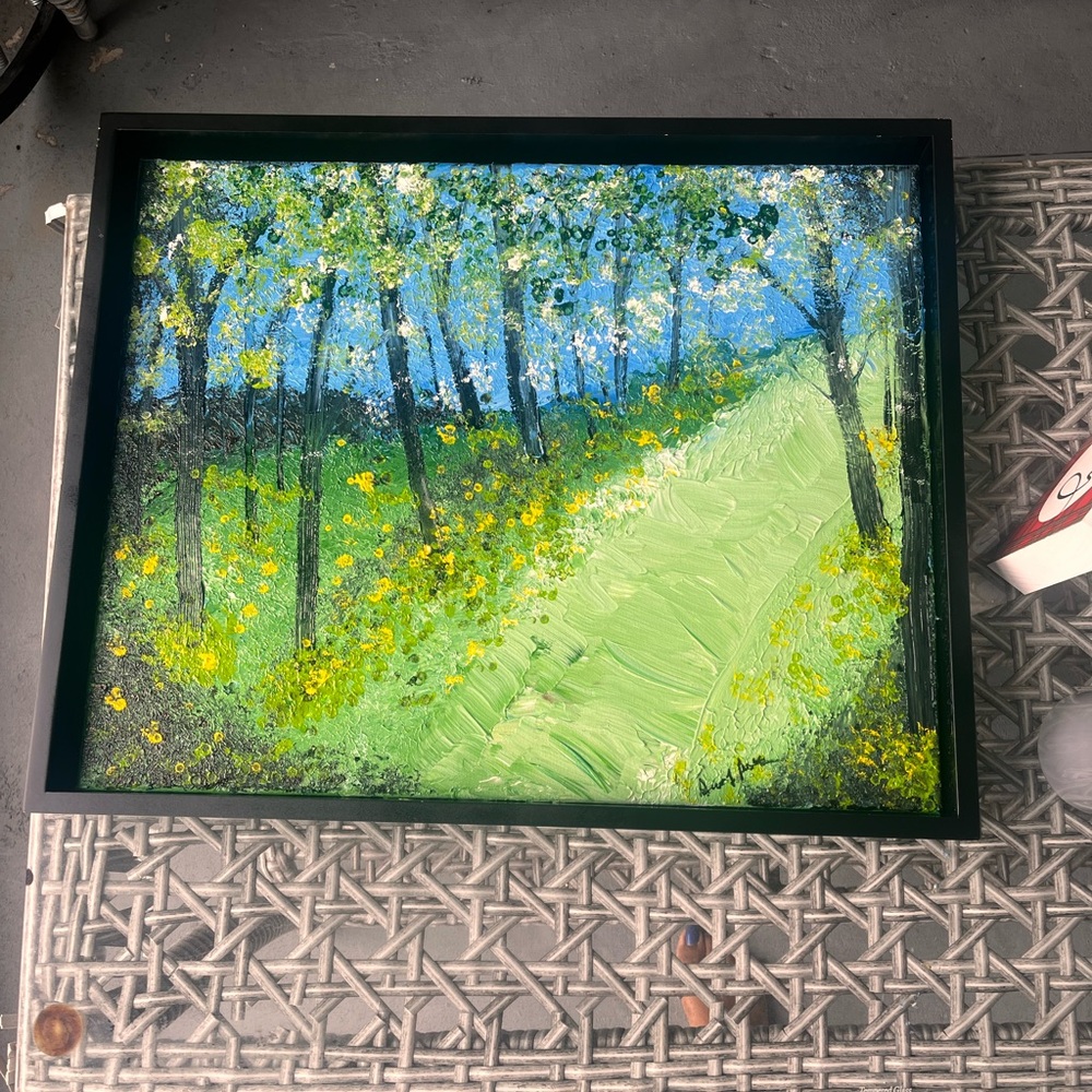 Green and Blue Forest Landscape Art